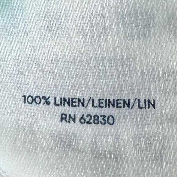 Lands End Long Tunic Shirt Top Button Down LINEN Sz Large XL 14 16 Green Teal - Picture 5 of 5